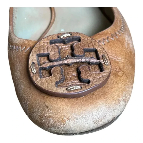 Tory Burch Brown Minnie Travel Ballet Flats Women’s Slippers Soft Napa Leather - Picture 5 of 13